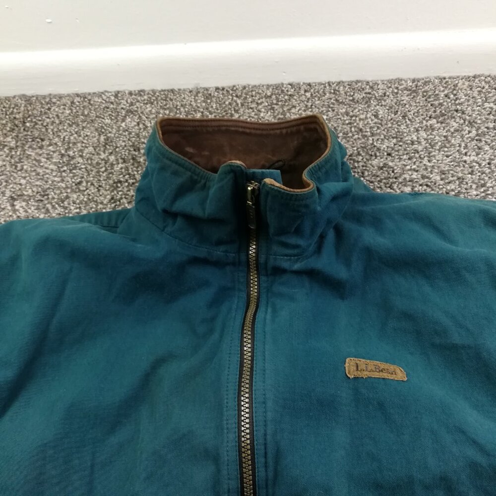 Vintage LL Bean Jacket Suede Collar Wool Blanket Lined Bomber Mens Large US Made - Picture 4 of 15